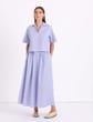 Stripe Cotton Gathered Waist Skirt