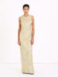 Pastel Dust Fringe Jacquard Maxi Sheath Gown