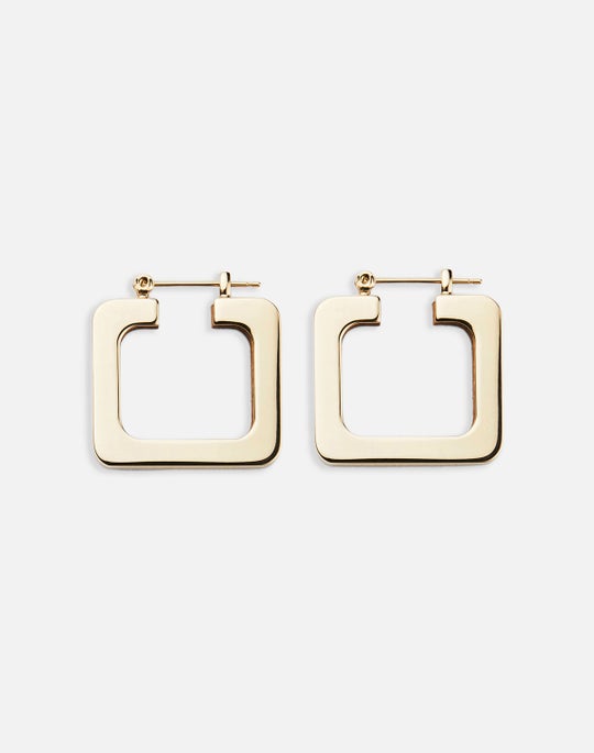 Metal & Teak Block Reversible Hoop Earrings