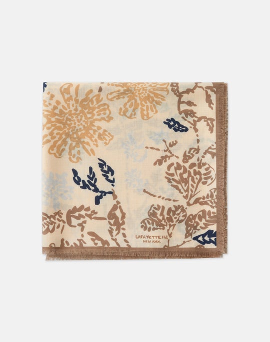 Flora Bloom Print Cashmere-Silk Scarf
