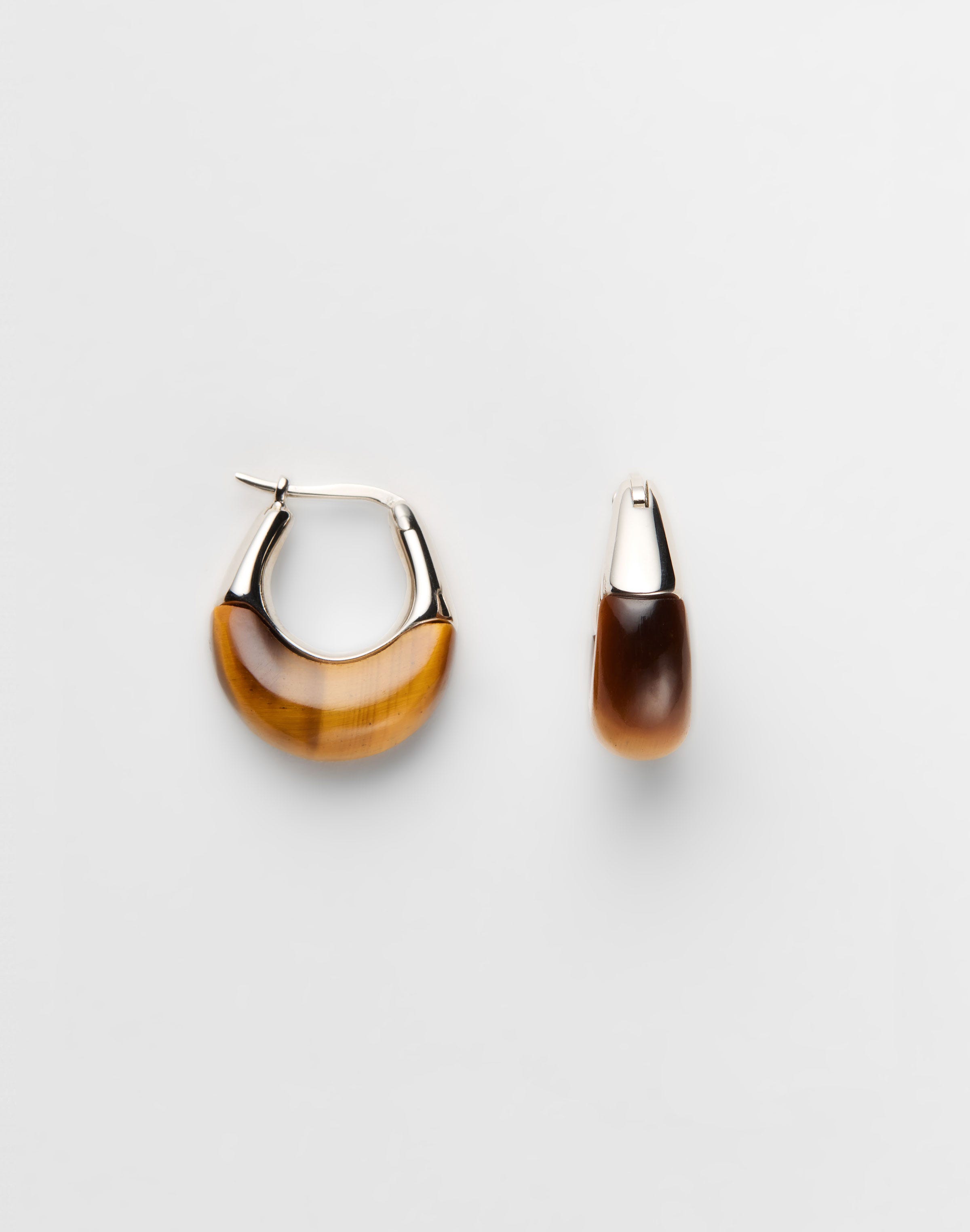 Modernist Semi-Precious Stone Hoop Earring
