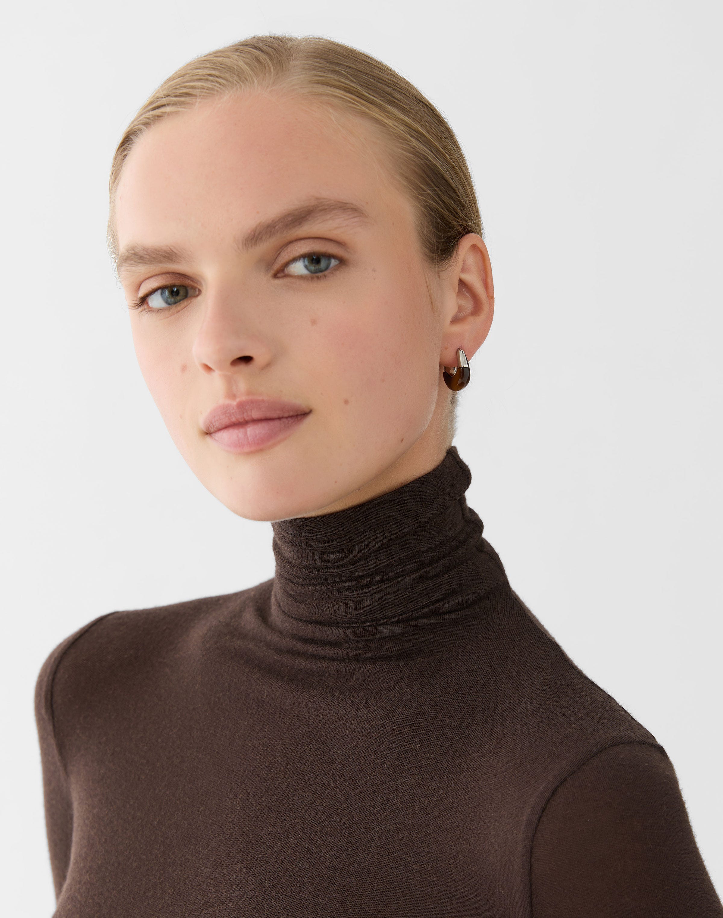 Modernist Semi-Precious Stone Hoop Earring