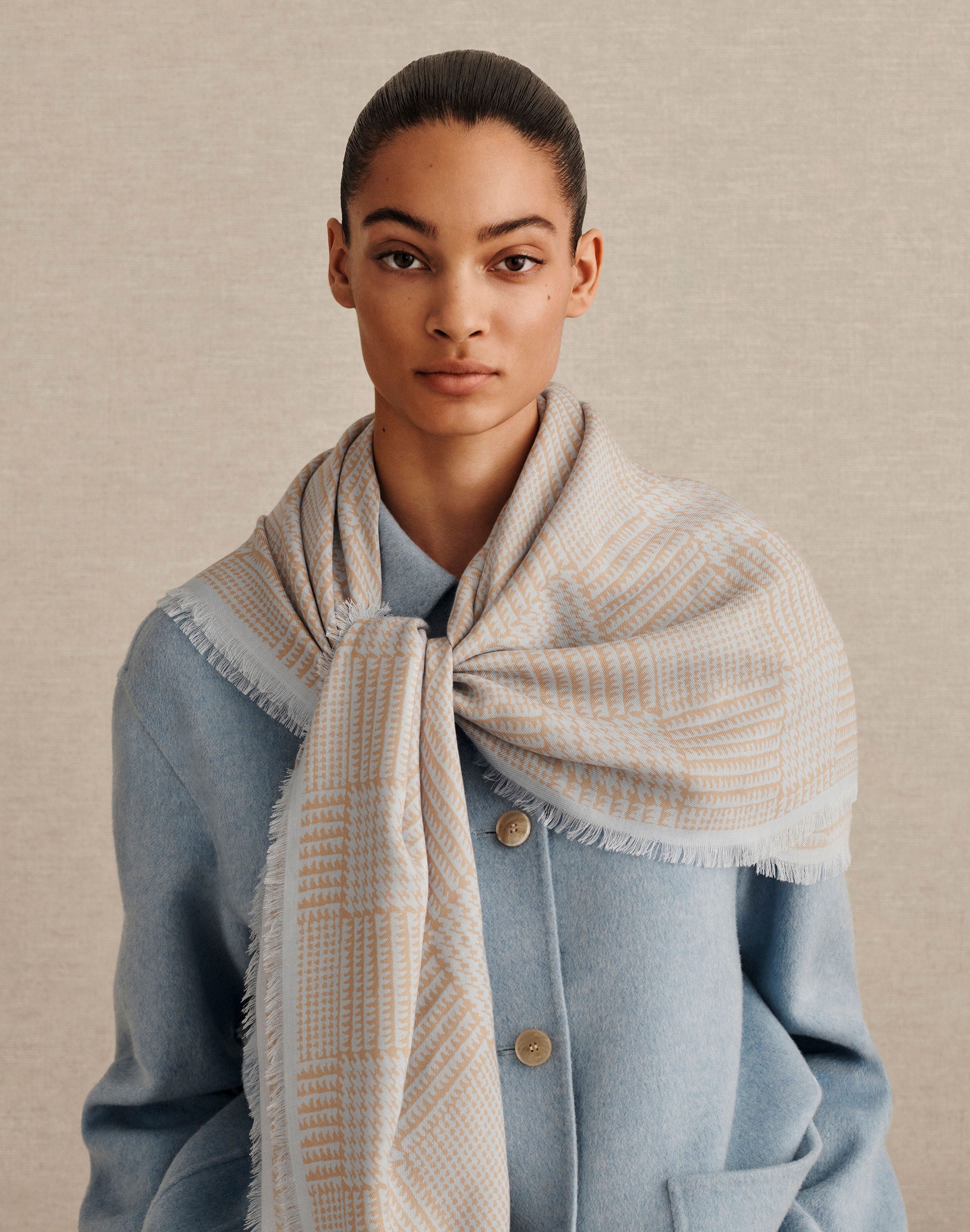 Glen Plaid Print Cashmere-Silk Scarf