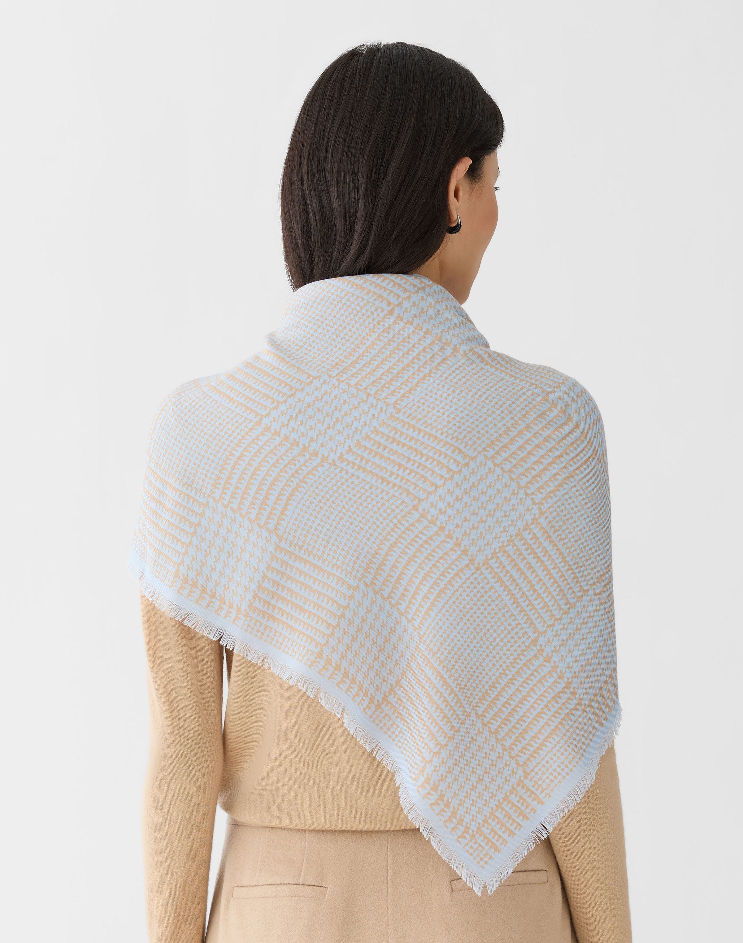 Glen Plaid Print Cashmere-Silk Scarf