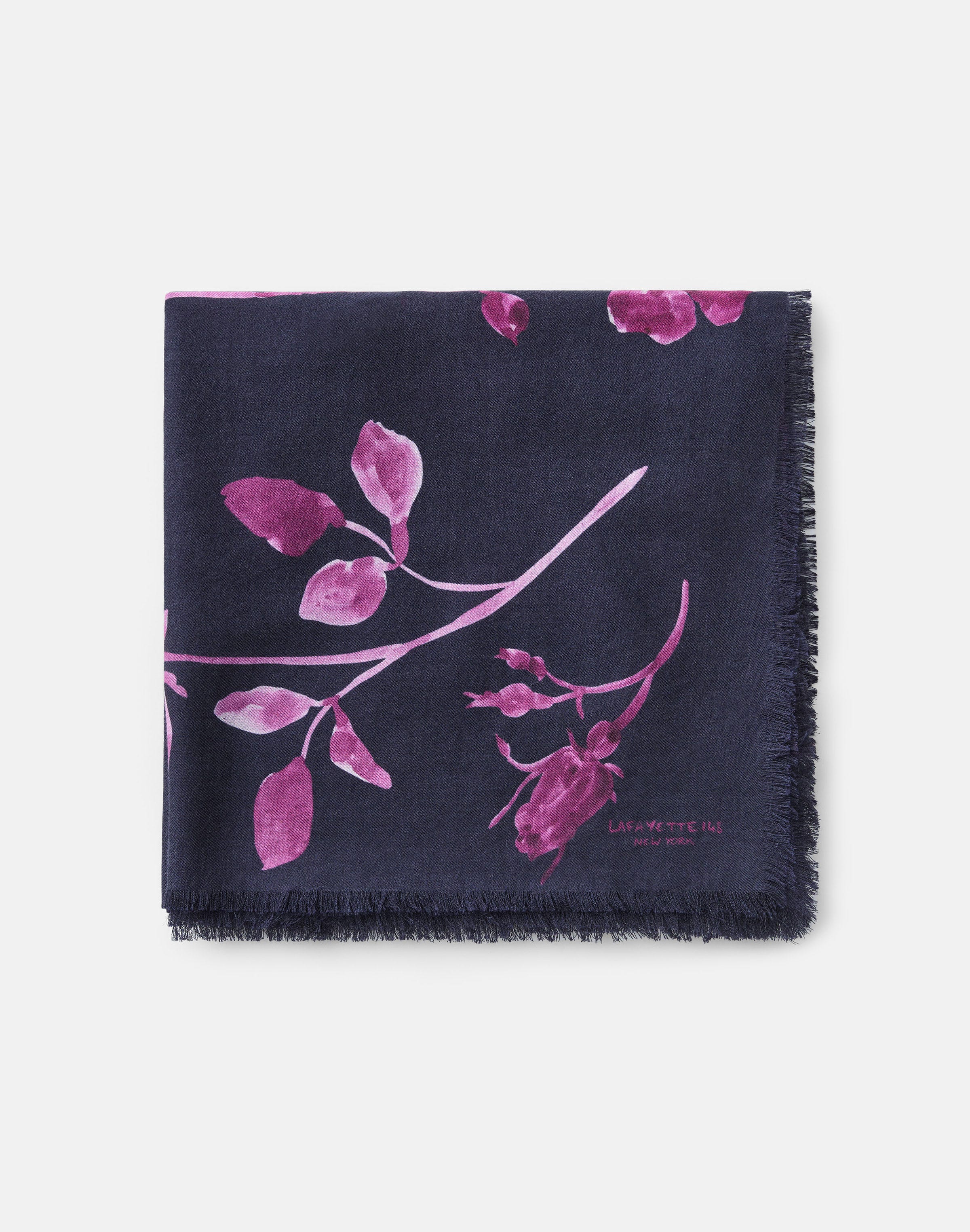 Rose Print Cashmere-Silk Scarf
