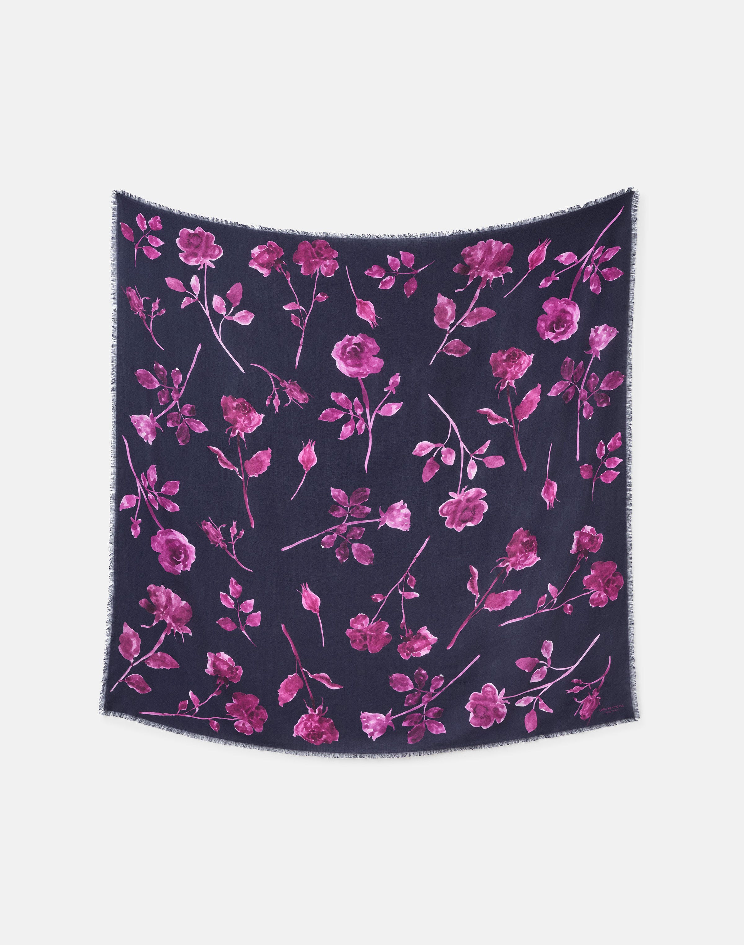 Rose Print Cashmere-Silk Scarf