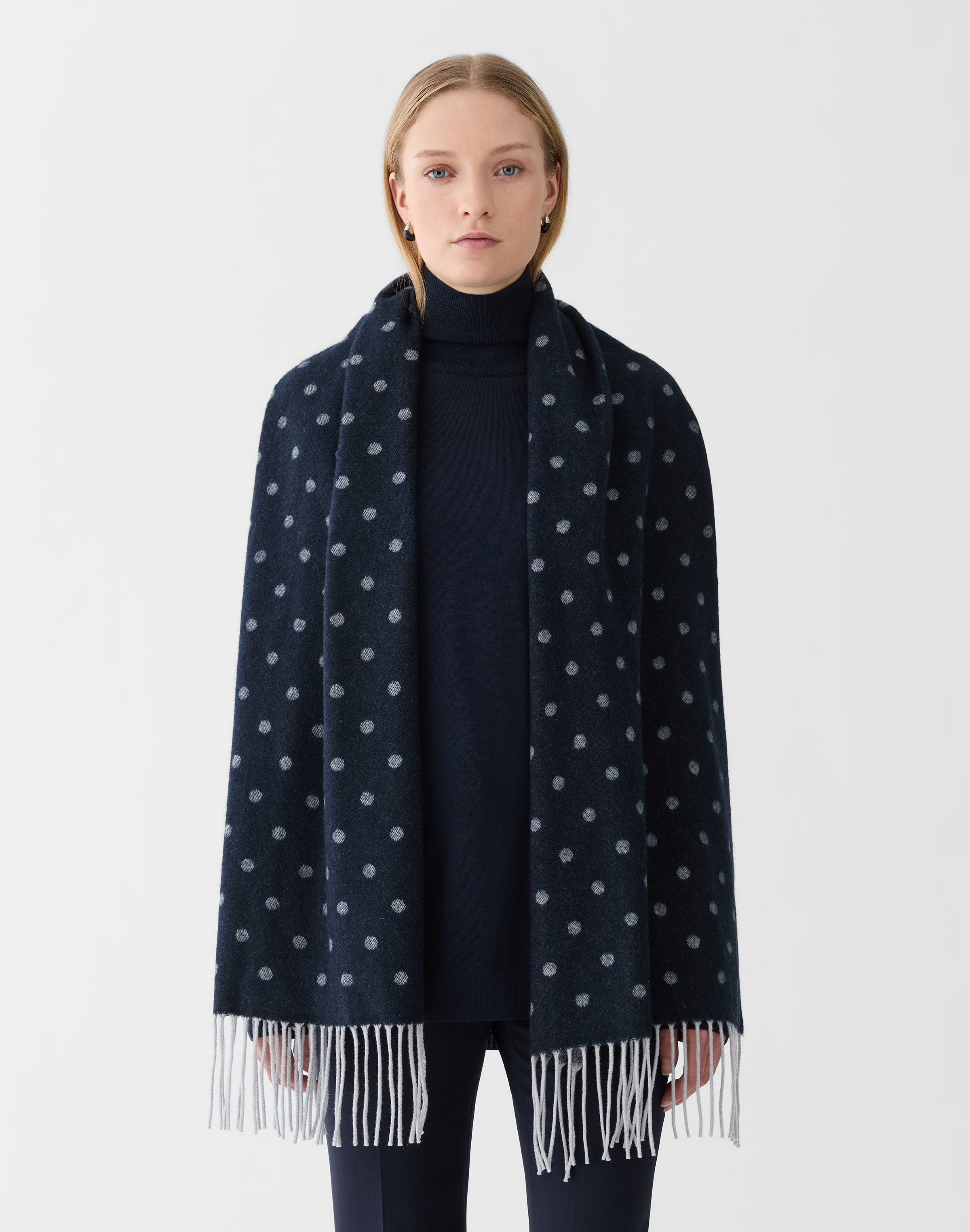 Polka Dot Jacquard Cashmere Scarf