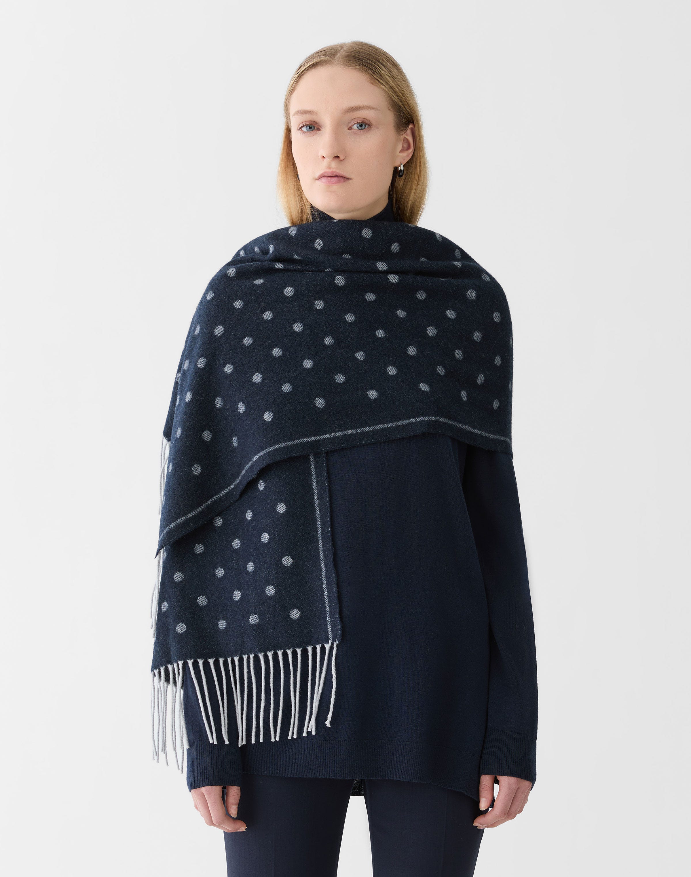 Polka Dot Jacquard Cashmere Scarf