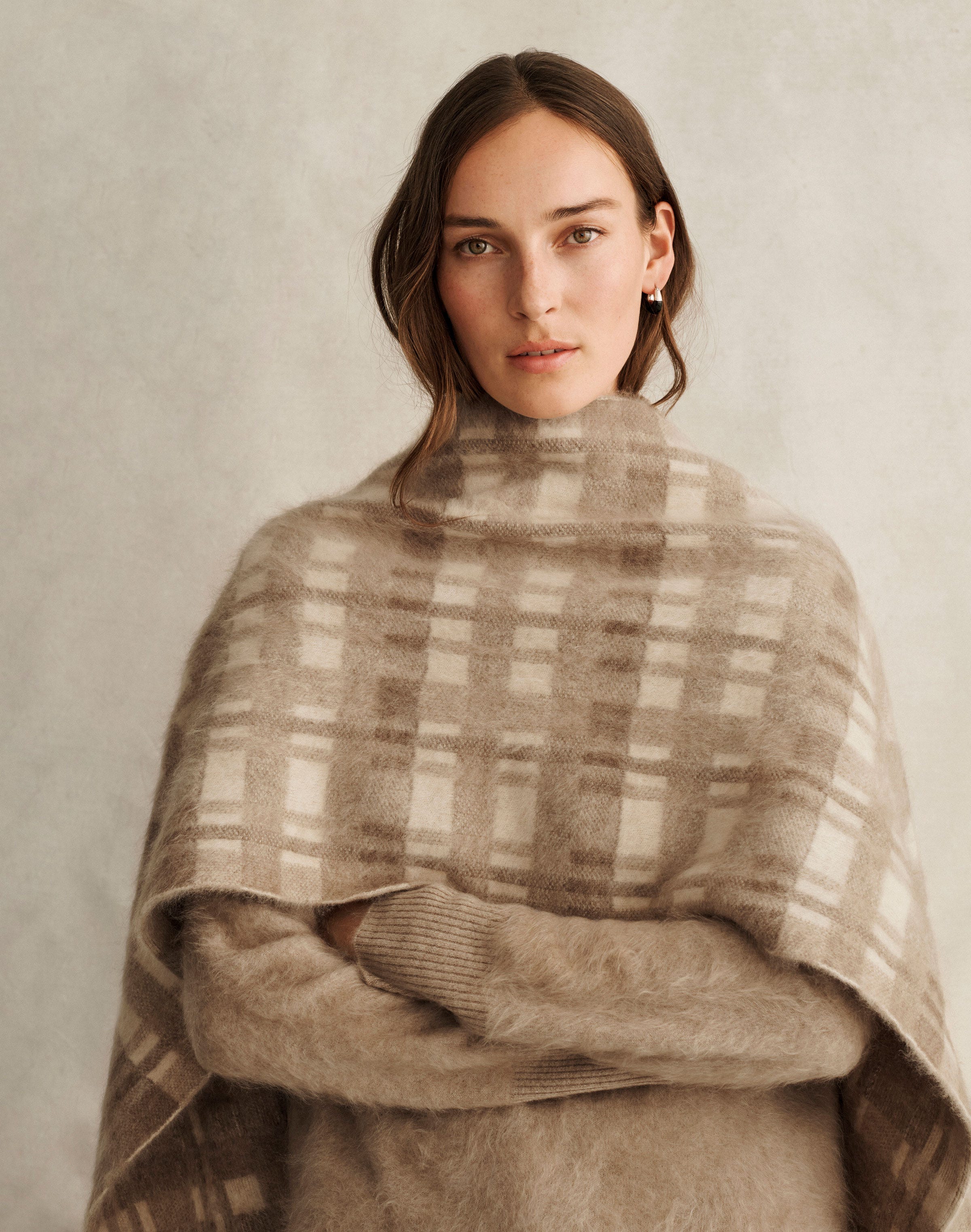 Glen Plaid Jacquard Brushed Cashmere Scarf