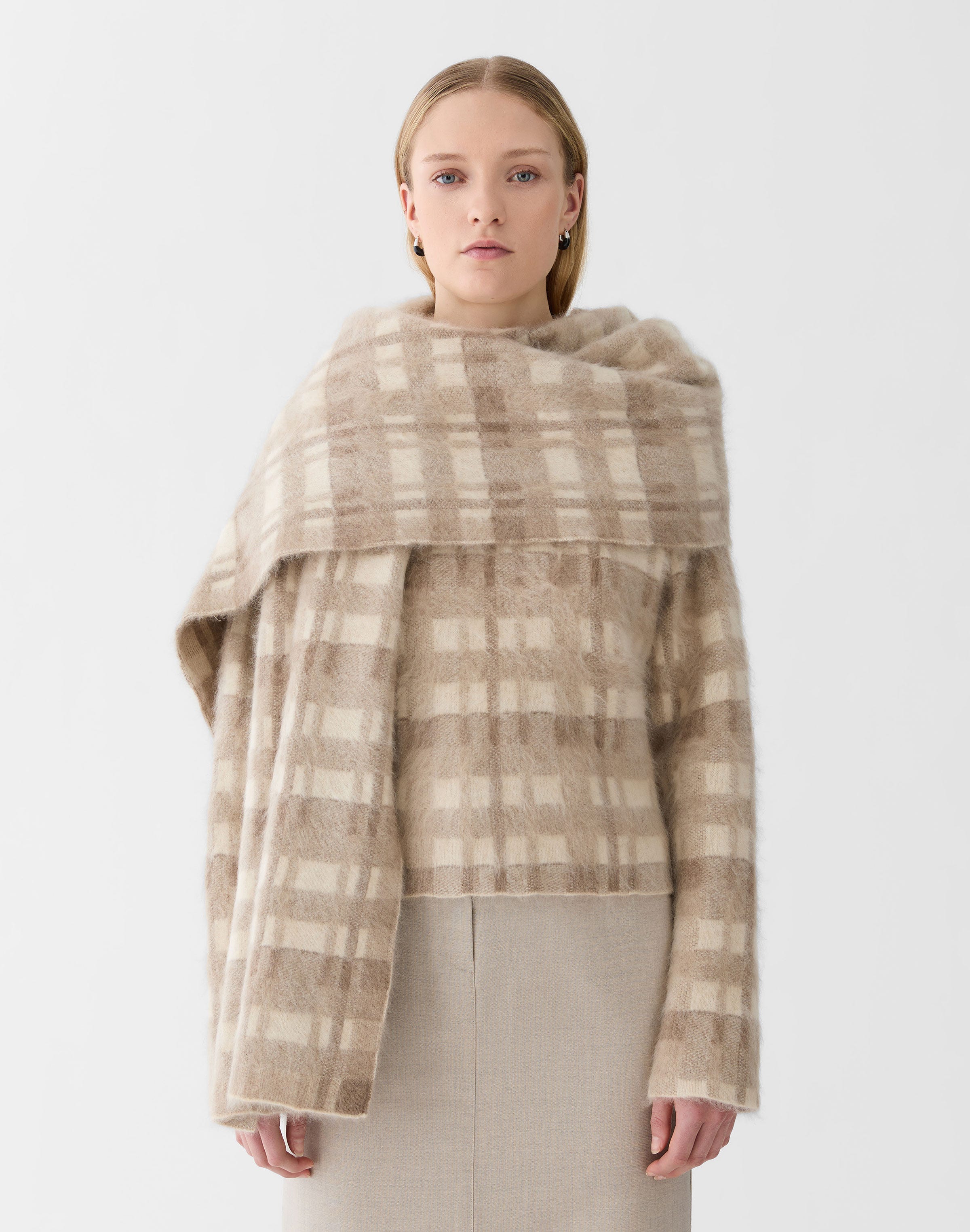 Glen Plaid Jacquard Brushed Cashmere Scarf