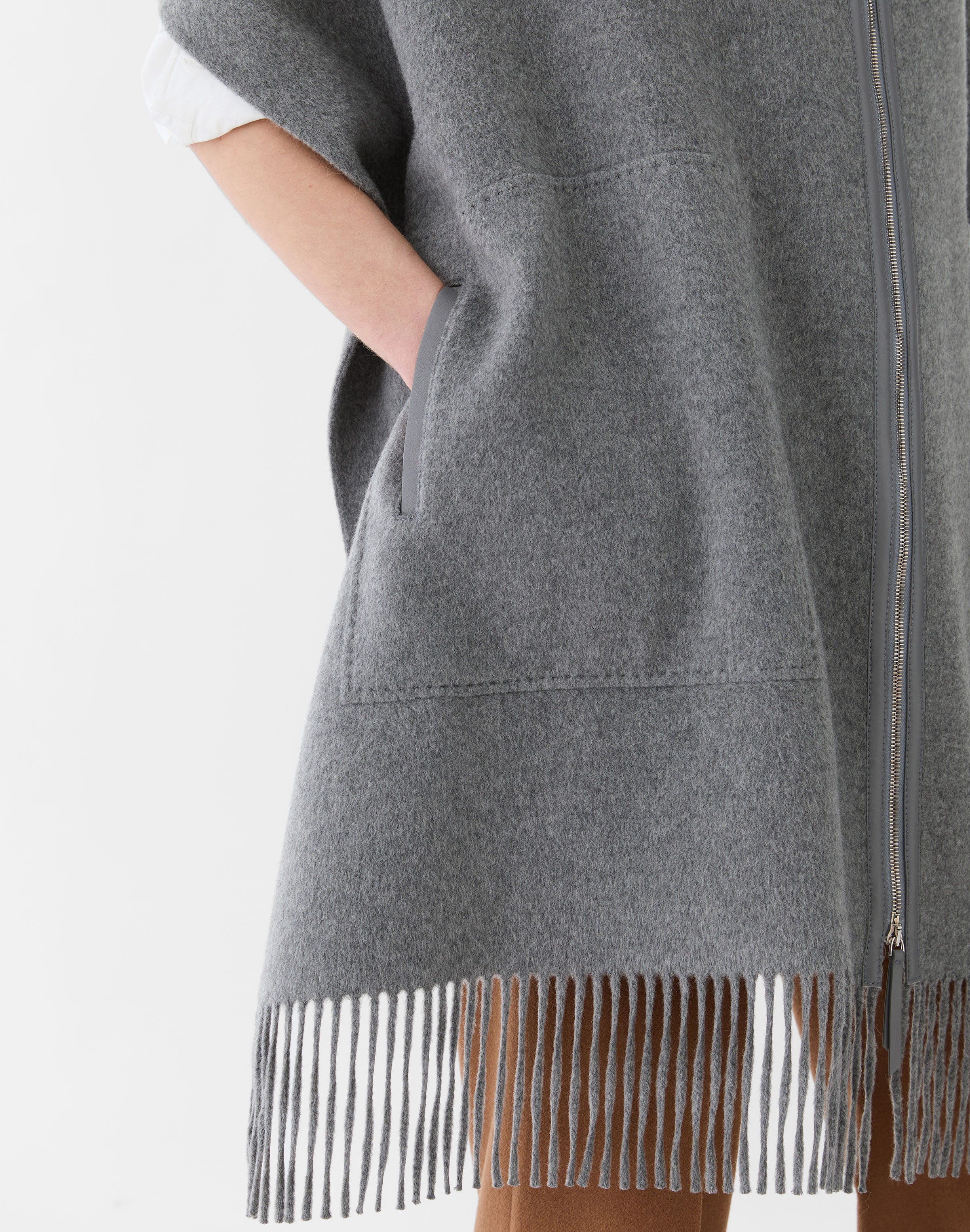 Cashmere Double Face Hooded Poncho