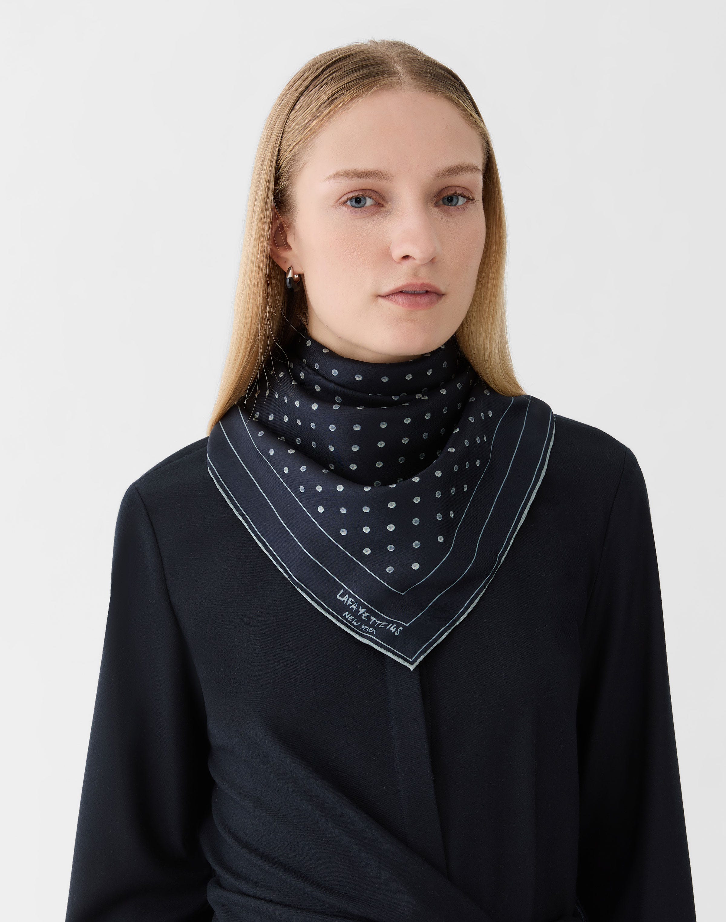 Polka Dot Print Silk Twill Scarf