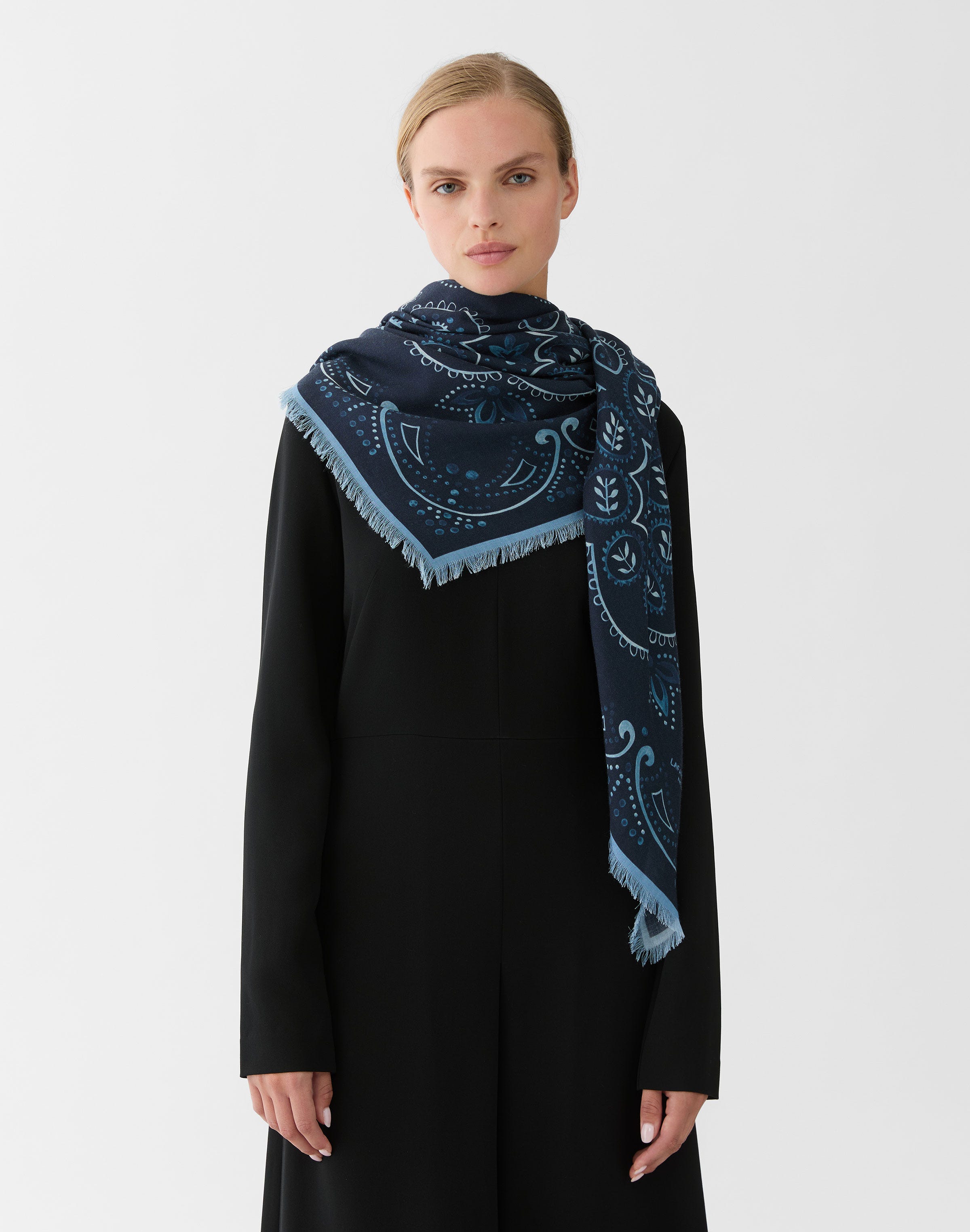 Bandana Print Cashmere-Silk Scarf