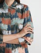 Painter's Palette Print Silk Twill Button Blouse