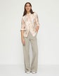 Gesture Print Silk Twill Button Blouse