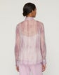 Washed Glaze Print Silk Crépon Button Blouse