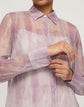 Washed Glaze Print Silk Crépon Button Blouse