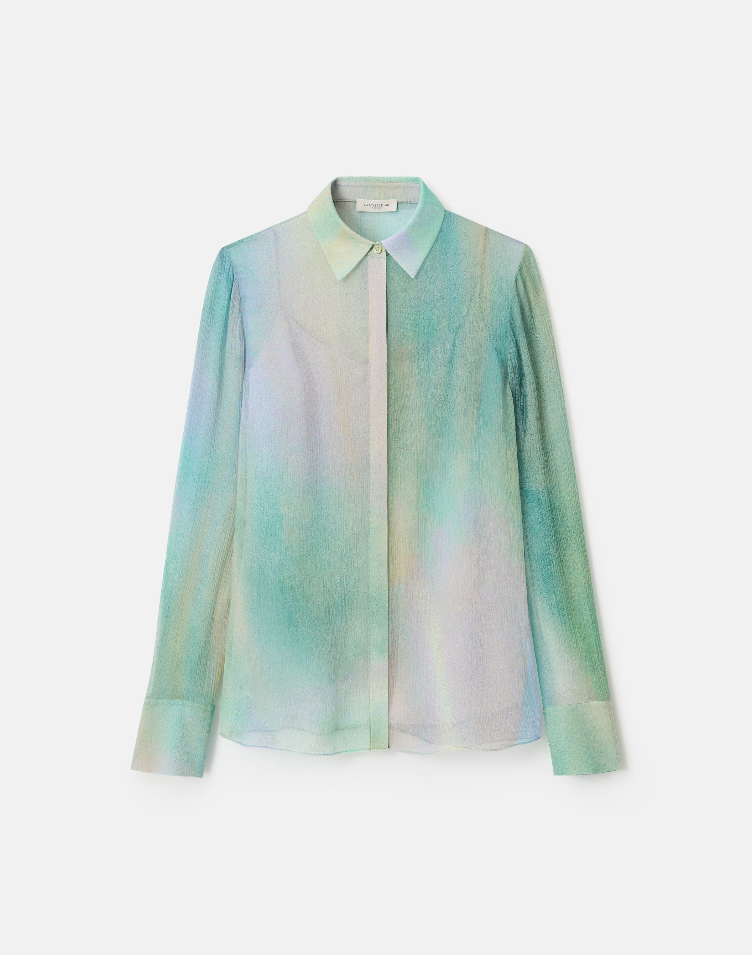 Aurora Print Silk Crépon Button Blouse