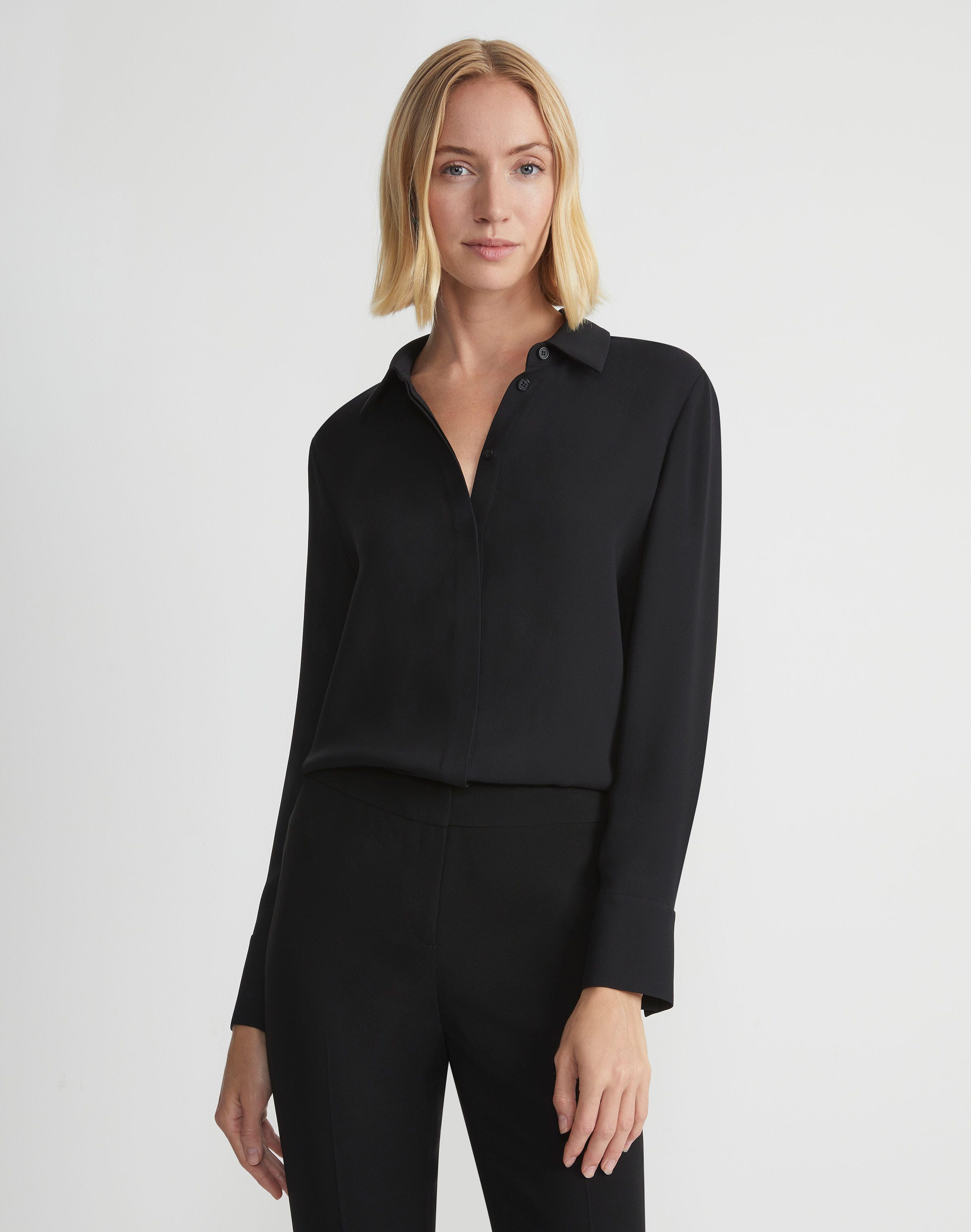 Petite Silk Georgette Button Blouse