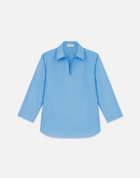 Petite Organic Cotton Poplin Popover Shirt