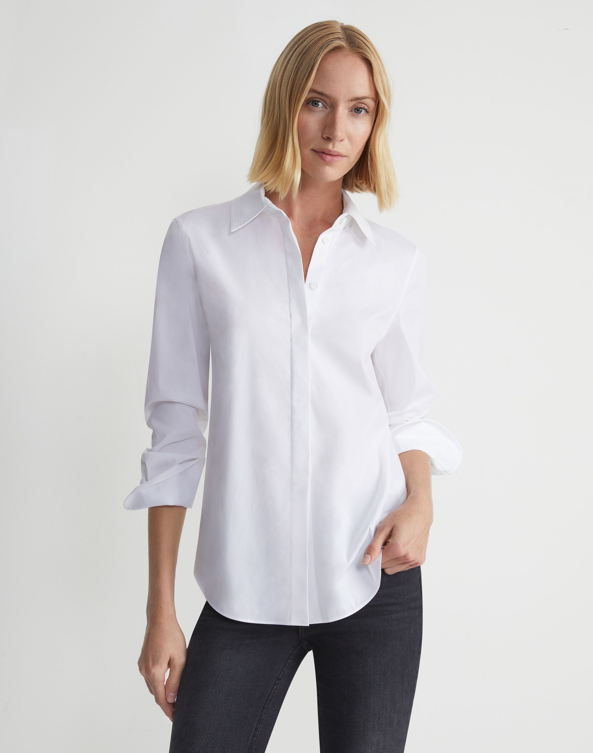 Petite Stretch Cotton Straight Shirt