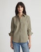 Petite Stripe Cotton Slim Shirt