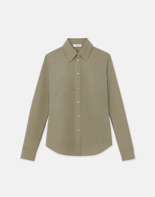Petite Stripe Cotton Slim Shirt