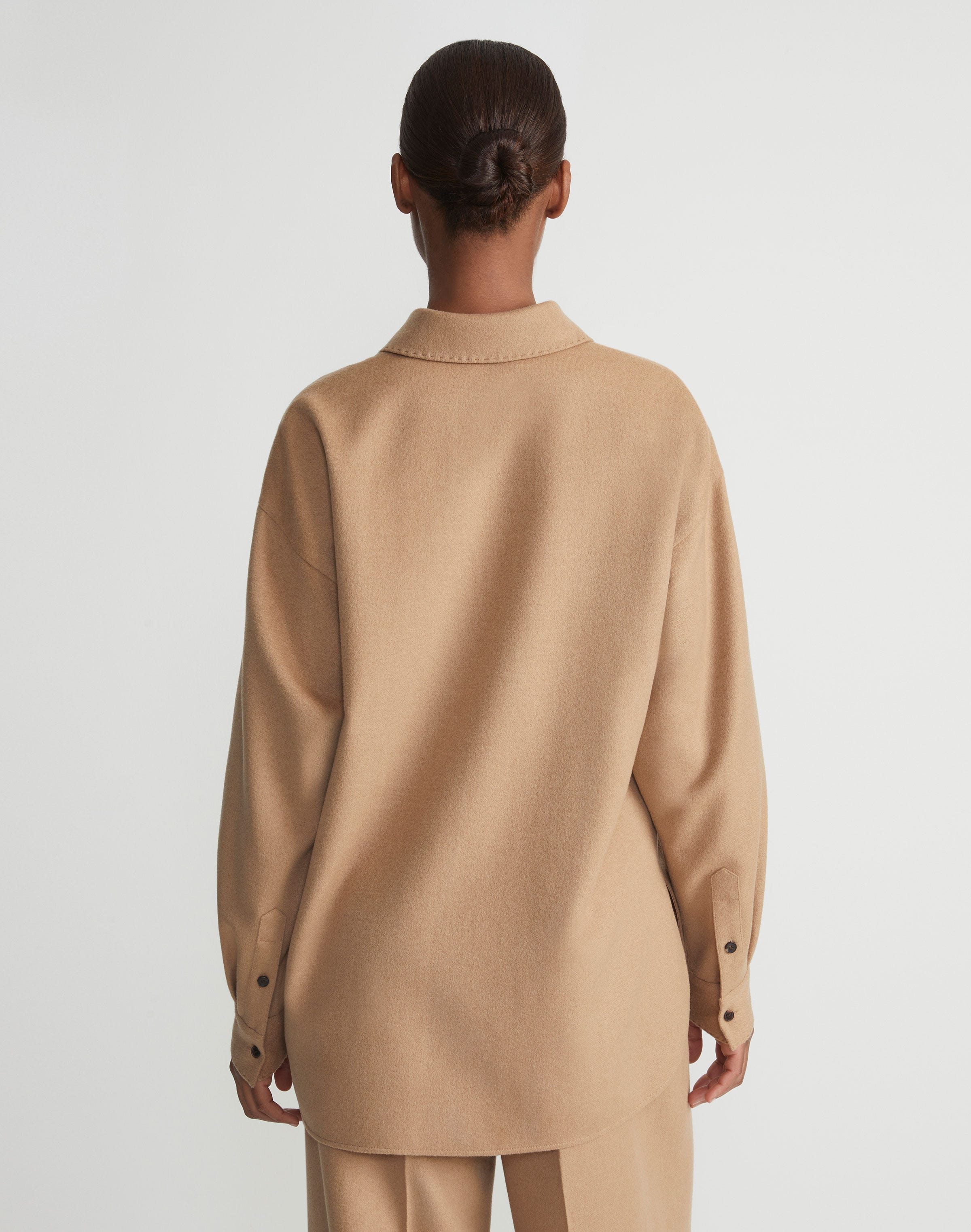 Camel Hair Drop Shoulder Shirt Jacket