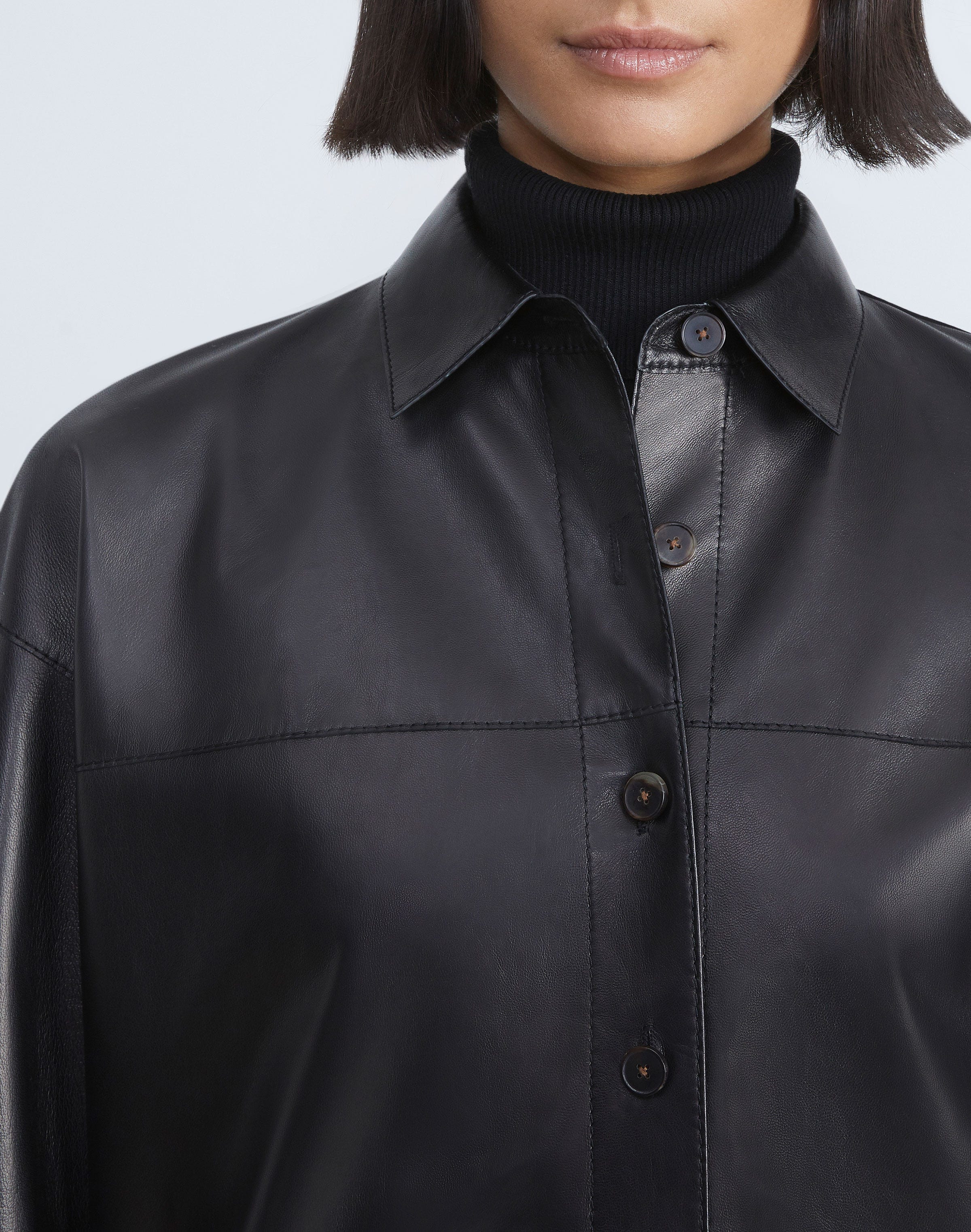 Nappa Lambskin Leather Shirt Jacket