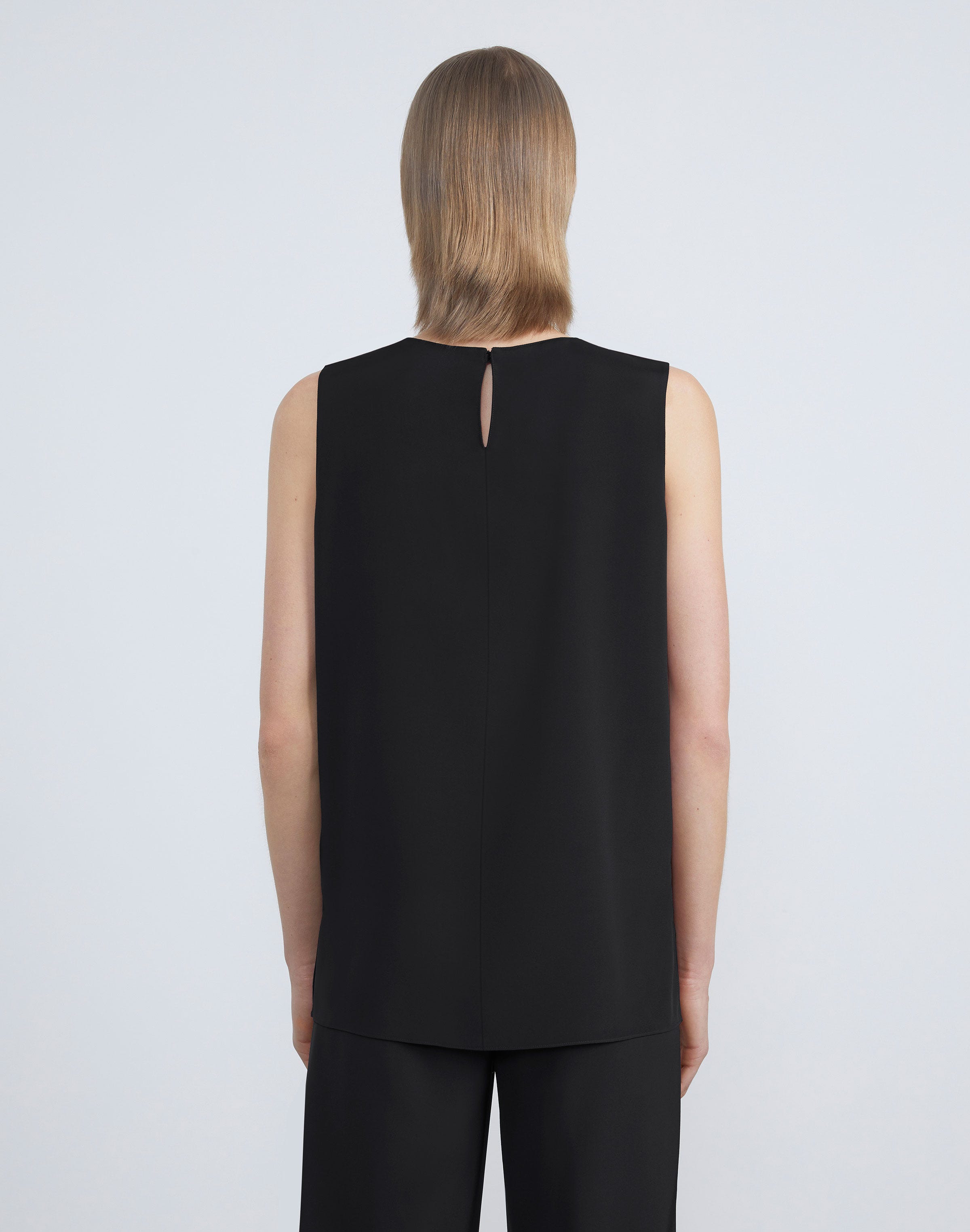 Plus-Size Silk Crepe De Chine Sleeveless Blouse