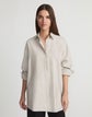Petite Fine Stripe Silk Oversized Shirt