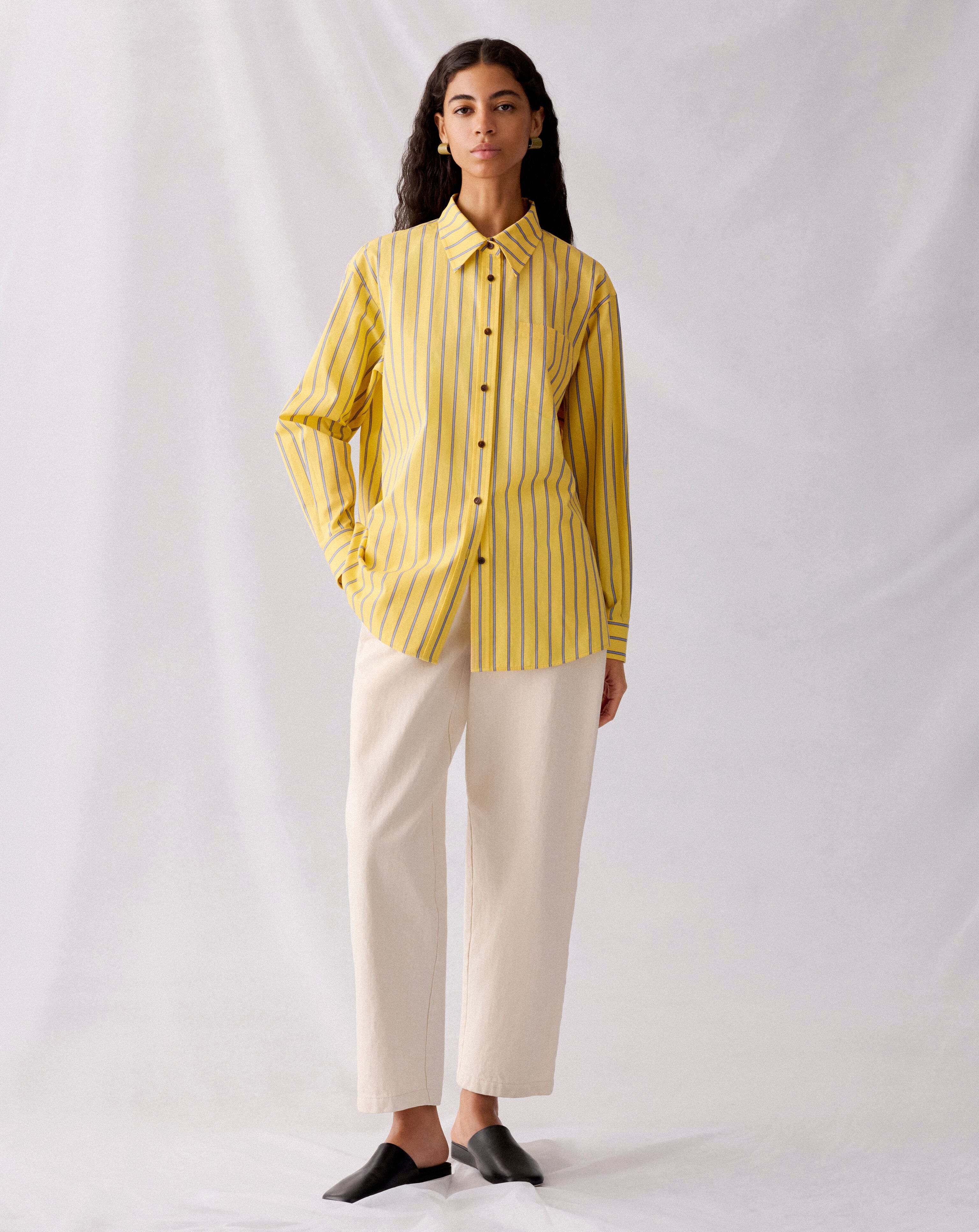 Striped Oversized Shirt and Kent Barrel Leg Jean