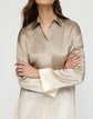 Dip Dye Print Silk Satin Oversized Shirt