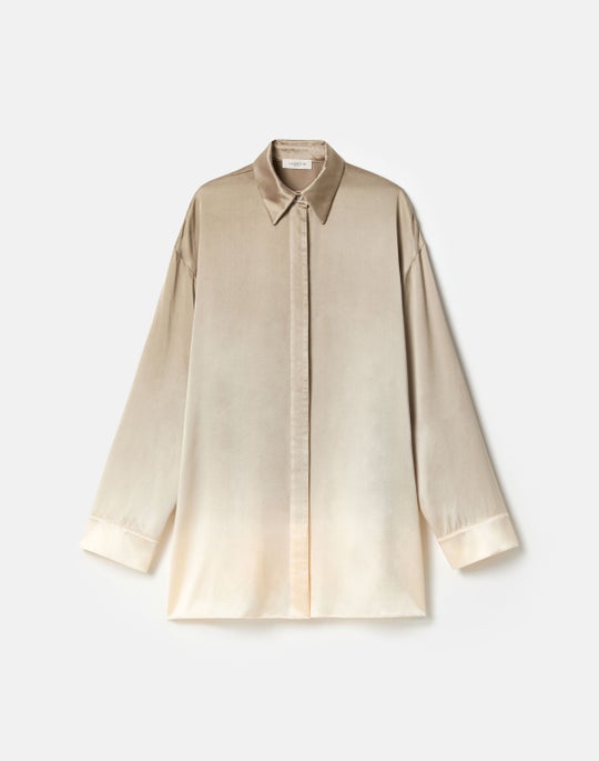 Dip Dye Print Silk Satin Oversized Shirt