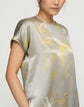 Pastel Smudge Print Silk Satin Short Sleeve Blouse