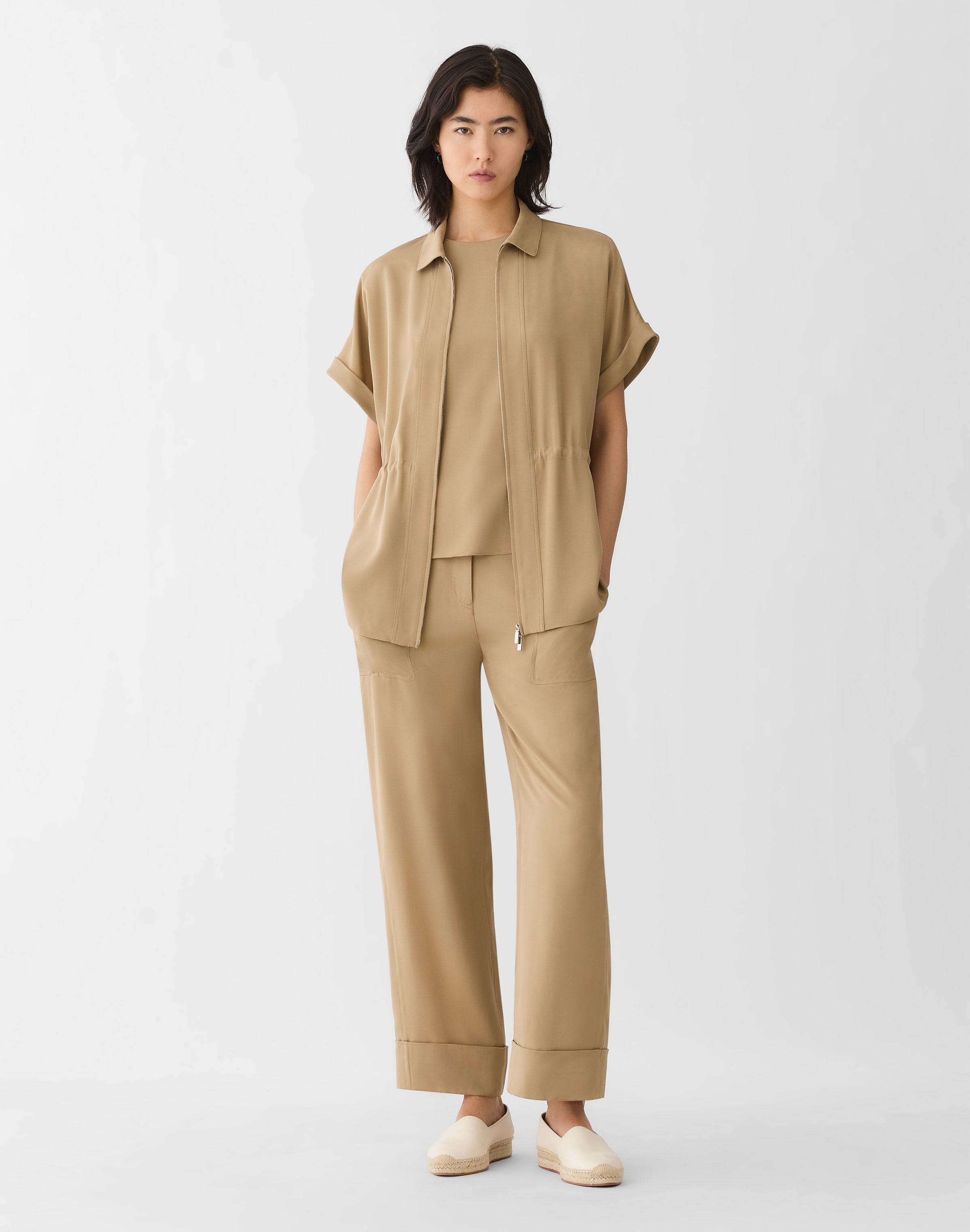 Organic Silk Stretch Georgette Short Sleeve Blouse