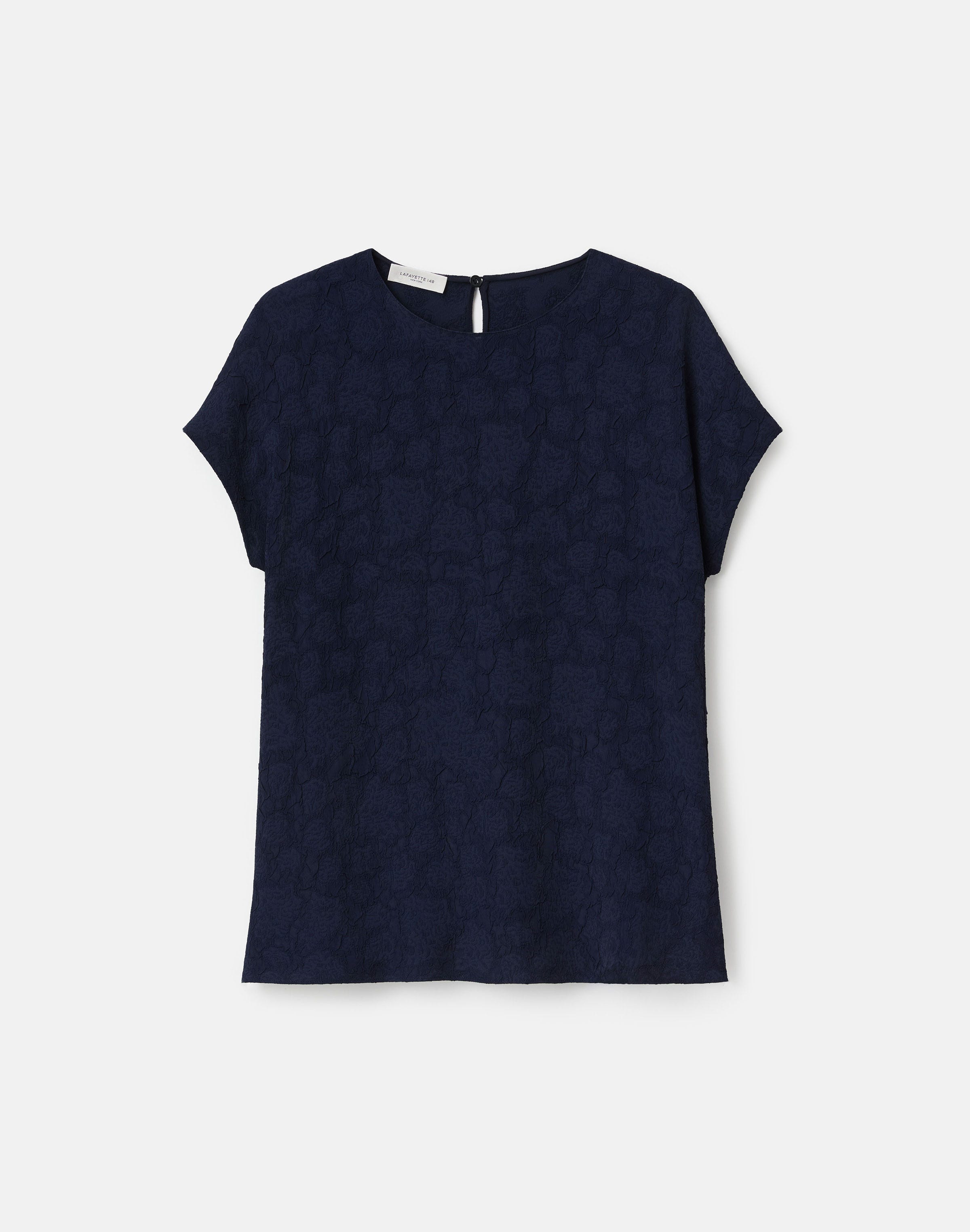 Rosette Jacquard Short Sleeve Blouse