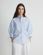 Pinstripe Cotton Balloon Sleeve Shirt