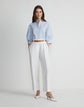 Pinstripe Cotton Balloon Sleeve Shirt