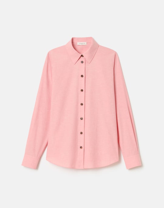 Plus-Size Slubbed Cotton Button Down Shirt