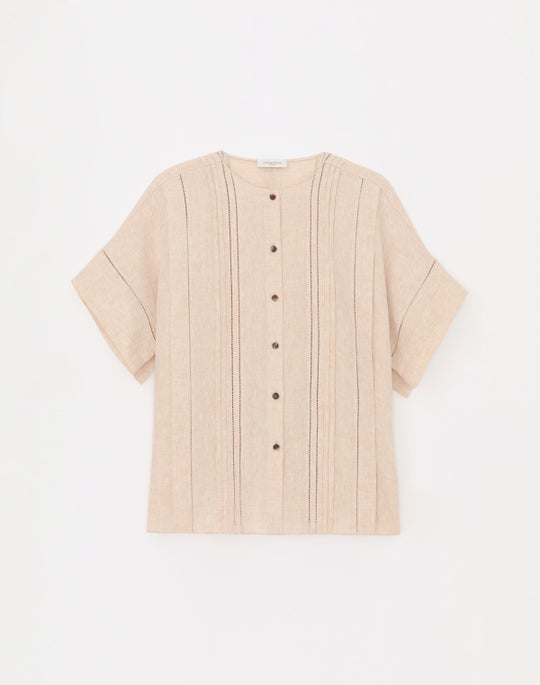 Organic Linen Pintuck Blouse
