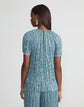 Iridescent Twill Plissé Short Sleeve Blouse