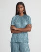 Iridescent Twill Plissé Short Sleeve Blouse