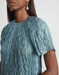 Iridescent Twill Plissé Short Sleeve Blouse