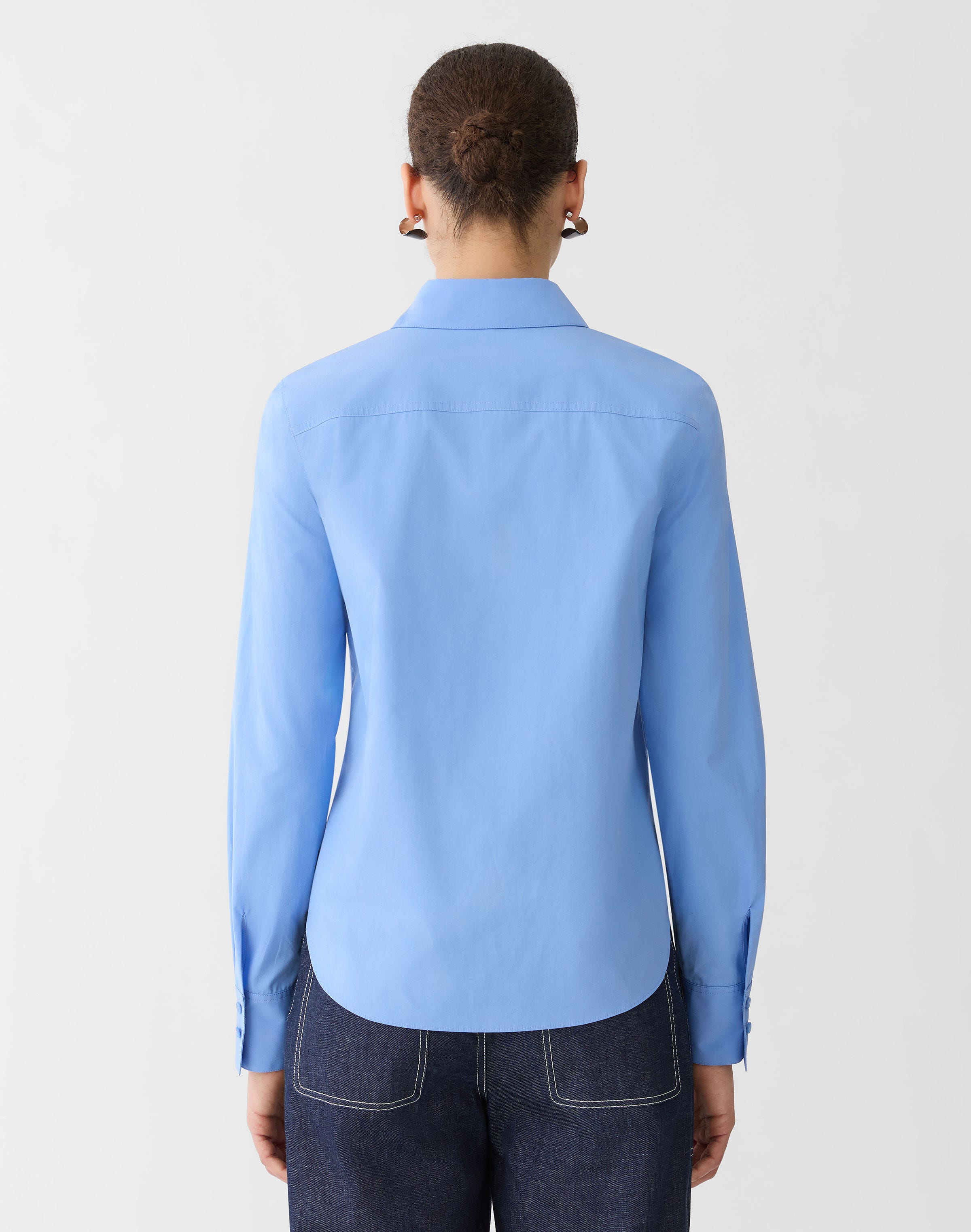 Plus-Size Organic Cotton Poplin Button Front Shirt