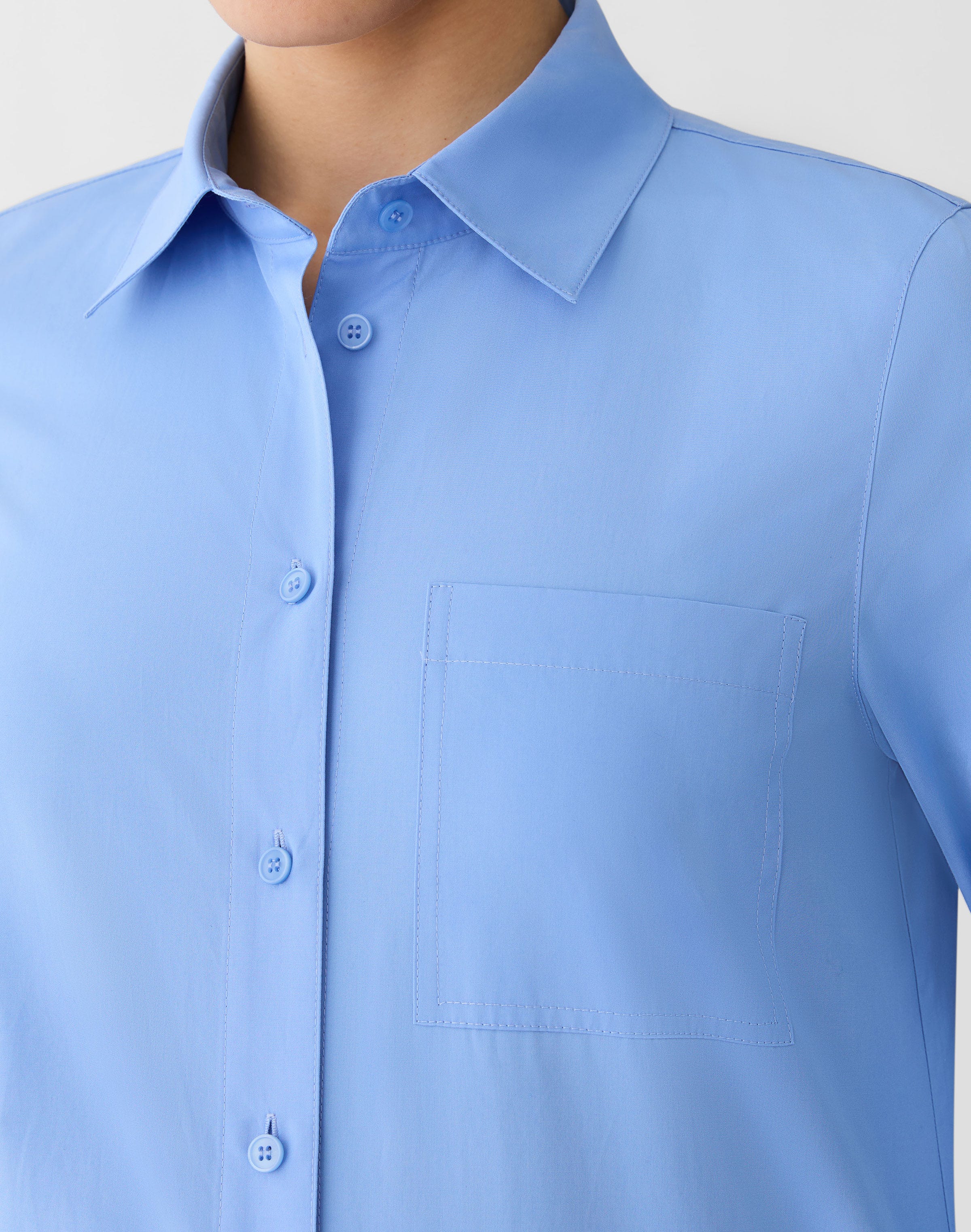 Plus-Size Organic Cotton Poplin Button Front Shirt