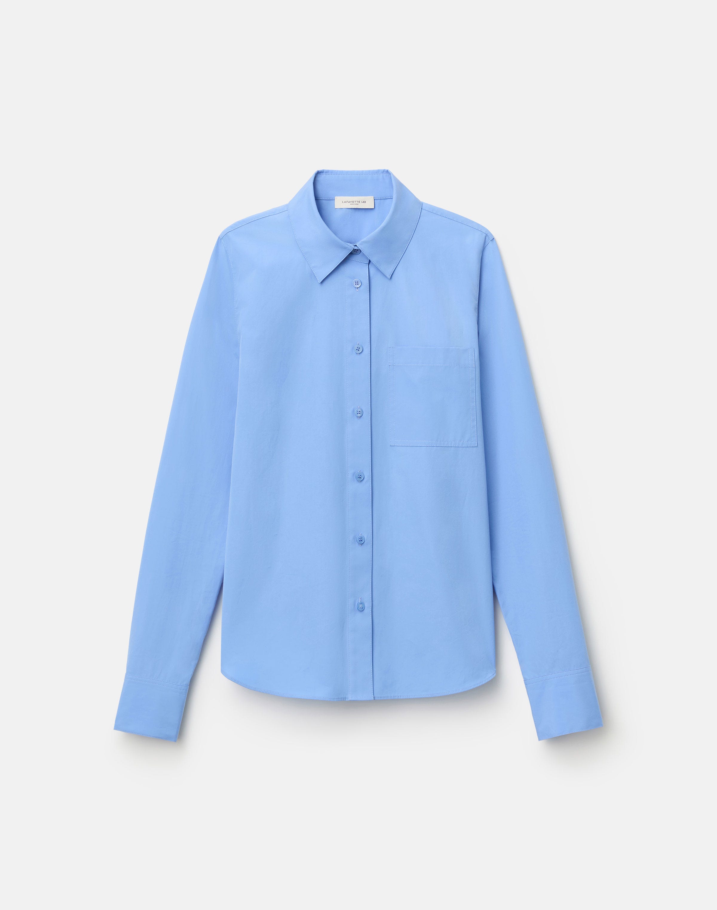Plus-Size Organic Cotton Poplin Button Front Shirt