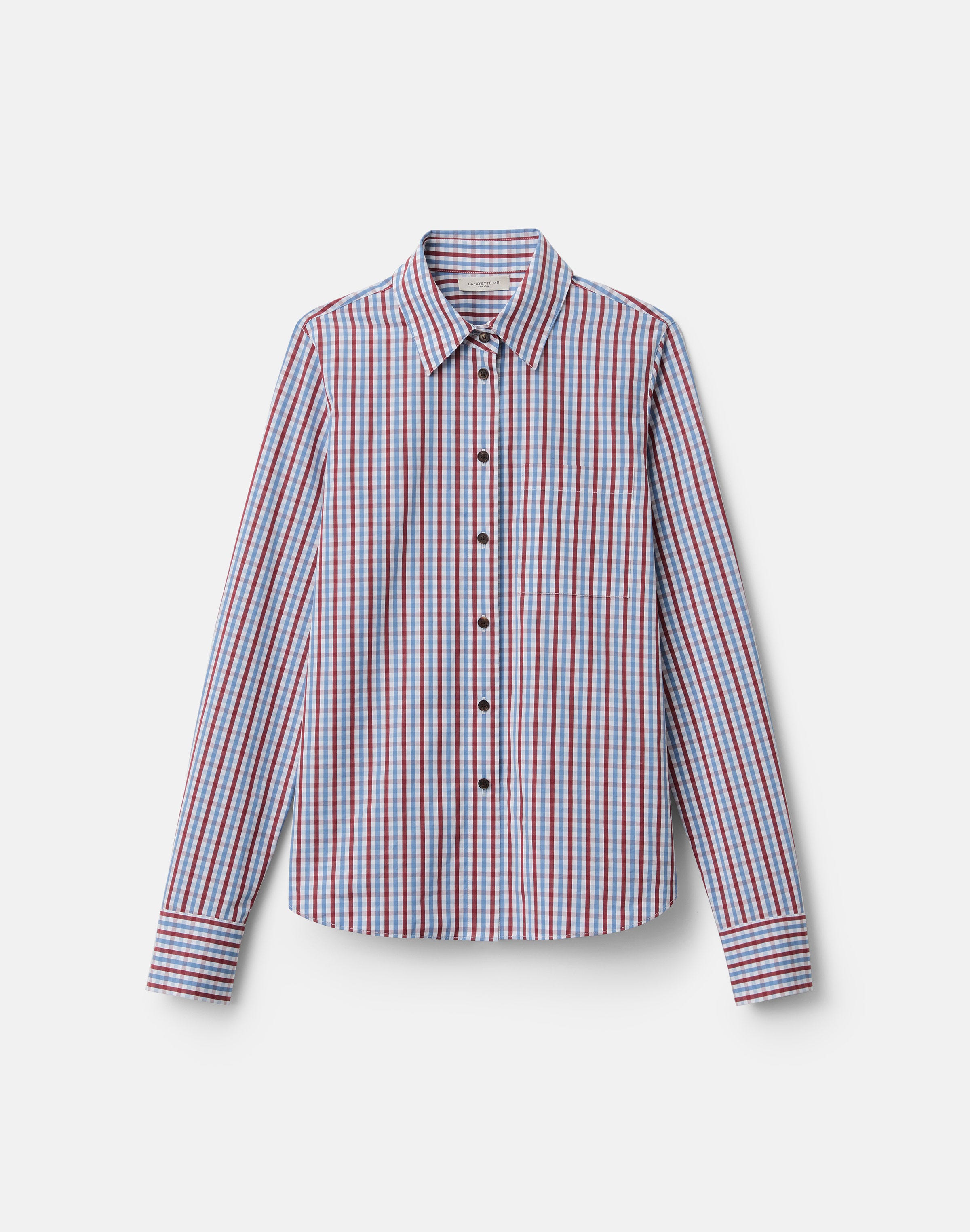 Gingham Cotton Button Front Shirt