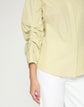 Stripe Cotton Ruched Sleeve Buttoned Shirt