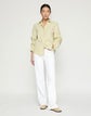 Stripe Cotton Ruched Sleeve Buttoned Shirt